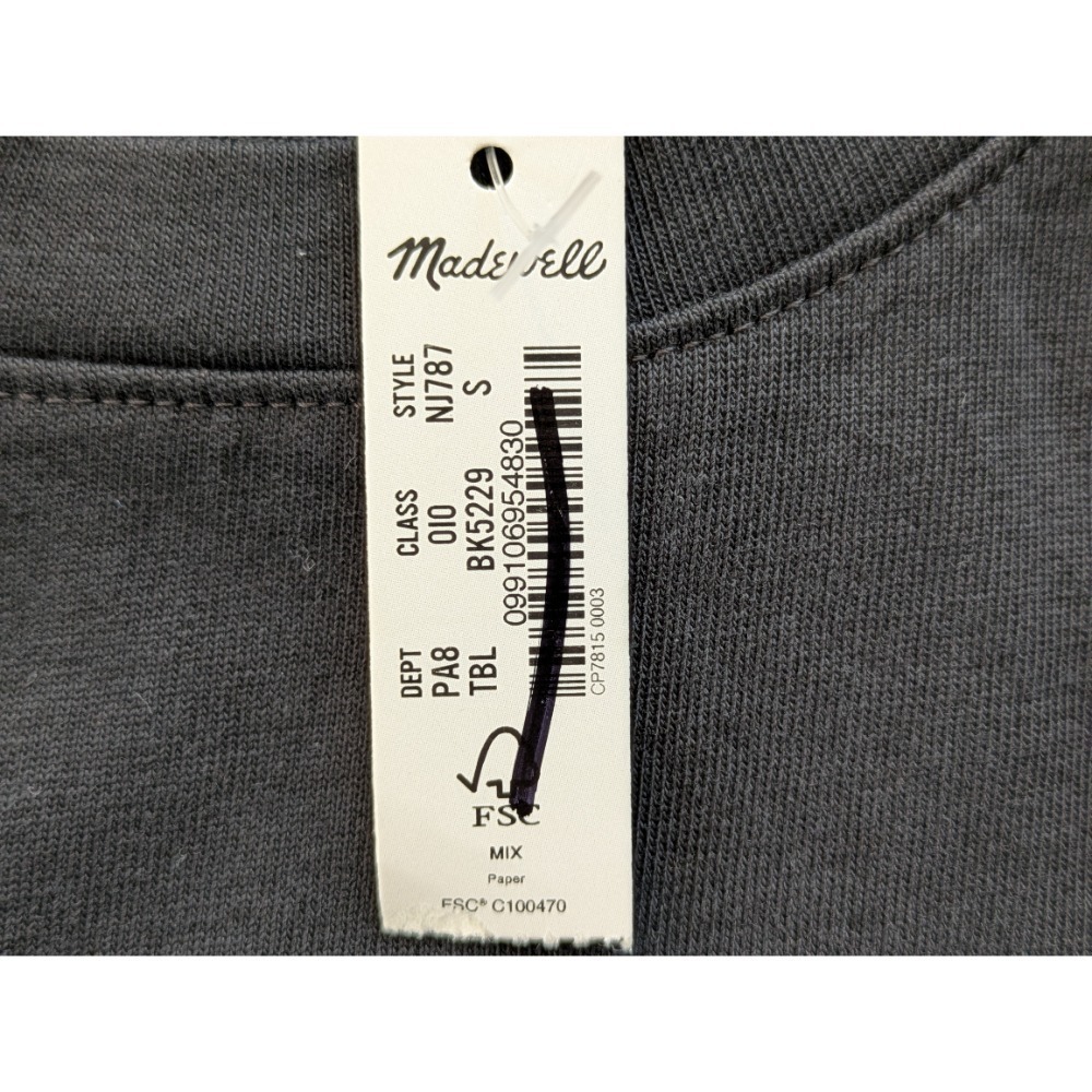 Madewell Side-Cinch Muscle Tee Womens Size S Black NWT $49 NJ787 - Picture 5 of 6